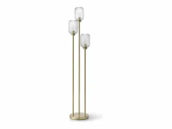 Lámpara de pie de metal y cristal acanalado - 3 globos - D. 30 x H. 161 cm - Oro - LOUXOR^OZAIA Sale