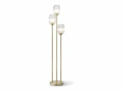 Lámpara de pie de metal y cristal acanalado - 3 globos - D. 30 x H. 161 cm - Oro - LOUXOR^OZAIA Sale
