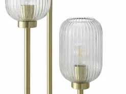 Lámpara de pie de metal y cristal acanalado - 3 globos - D. 30 x H. 161 cm - Oro - LOUXOR^OZAIA Sale
