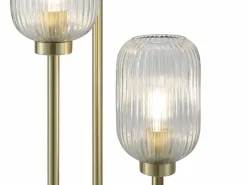 Lámpara de pie de metal y cristal acanalado - 3 globos - D. 30 x H. 161 cm - Oro - LOUXOR^OZAIA Sale