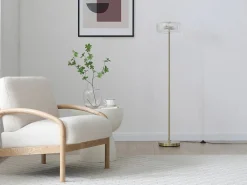 OZAIA Lámpara De Pie|Lámpara de pie dorada y transparente D.30 x Alt.145 cm- LACAYA