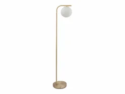 OZAIA Lámpara De Pie|Lámpara de pie en latón cepillado y cristal blanco - D.28 x Alt.150 cm - Dorado - SOFIA