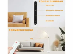 NETTLIFE Lámpara De Pie|Lámpara de pie LED para sala de estar, regulable, blanca, 11 W, flexible, 360°, para sofá