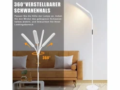 NETTLIFE Lámpara De Pie|Lámpara de pie LED para sala de estar, regulable, blanca, 11 W, flexible, 360°, para sofá