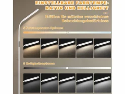 NETTLIFE Lámpara De Pie|Lámpara de pie LED para sala de estar, regulable, blanca, 11 W, flexible, 360°, para sofá