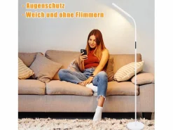 NETTLIFE Lámpara De Pie|Lámpara de pie LED para sala de estar, regulable, blanca, 11 W, flexible, 360°, para sofá