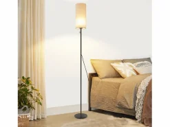NETTLIFE Lámpara de pie LED regulable con pantalla de tela retro para sala de estar con interruptor de tiro Negro Online
