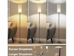 NETTLIFE Lámpara de pie LED regulable con pantalla de tela retro para sala de estar con interruptor de tiro Negro Online