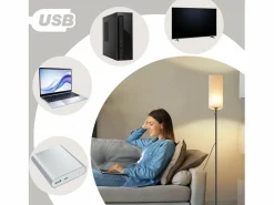NETTLIFE Lámpara de pie LED regulable con pantalla de tela retro para sala de estar con interruptor de tiro Negro Online