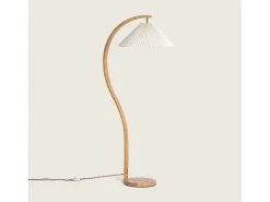 Ledkia Lámpara de Pie Madera Luanda Blanco Discount