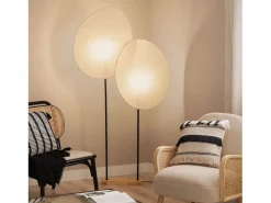 Ledkia Lámpara de Pie Metal y Tela Elliptica Negro Discount