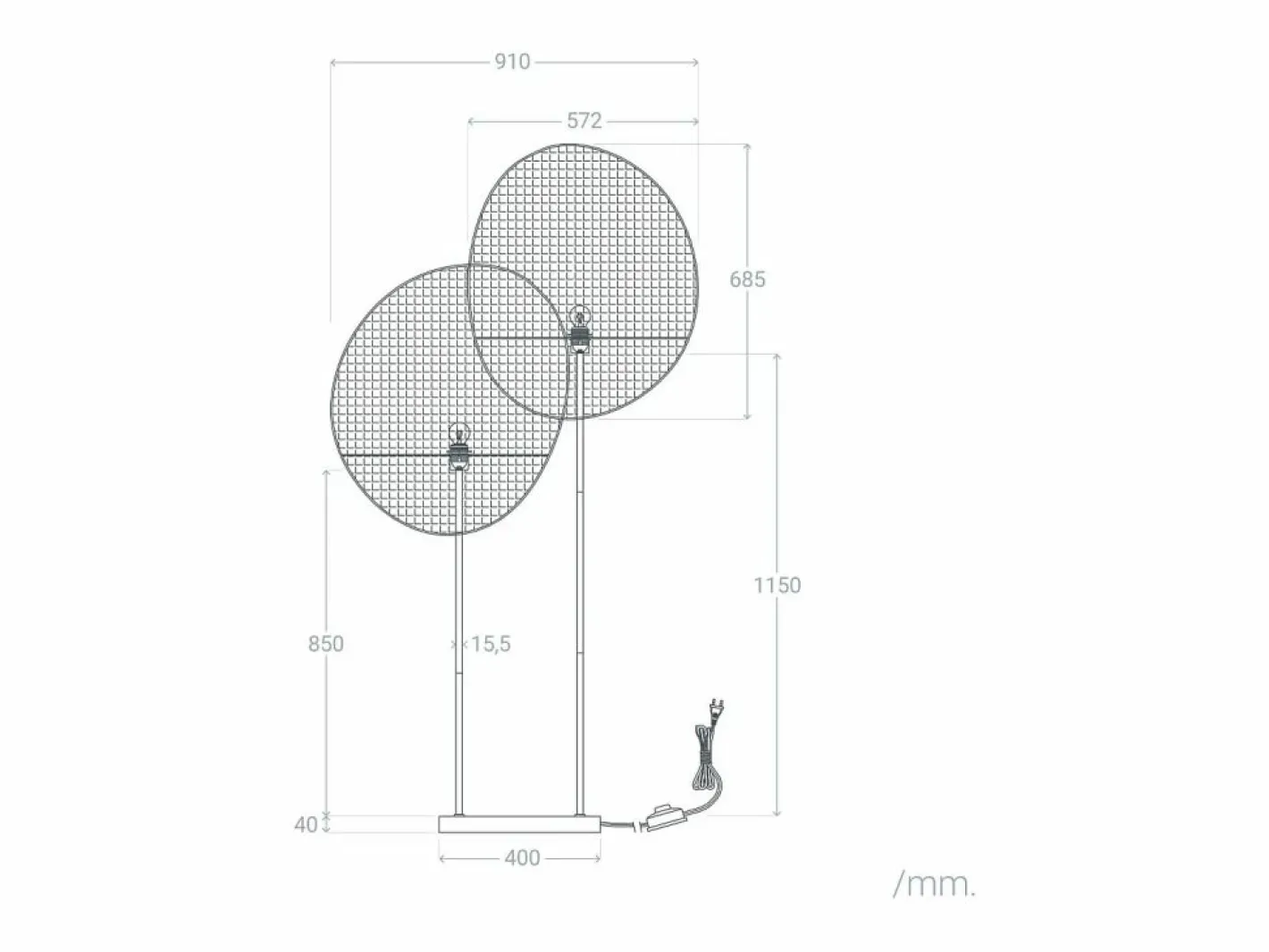 Ledkia Lámpara de Pie Metal y Tela Elliptica Negro Discount