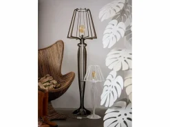 Lámpara de pie Minerva Ø38x166 cm en hierro estilo reticulado Diseño moderno con interruptor de pie Conexión E27 Made in Italy Negro Hot