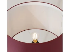 Lámpara de pie Natt moderno de tela/PVC/madera - 1 fuentes luminosas - L.77 x A.140 cm - burdeos/madera natural^Sollux Lighting Outlet