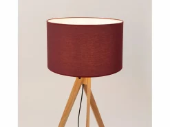 Lámpara de pie Natt moderno de tela/PVC/madera - 1 fuentes luminosas - L.77 x A.140 cm - burdeos/madera natural^Sollux Lighting Outlet
