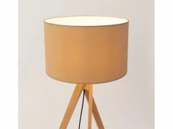 Lámpara de pie Natt moderno de tela/PVC/madera - 1 fuentes luminosas - L.77 x A.140 cm - color topo/madera natural^Sollux Lighting Best