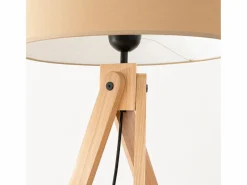 Lámpara de pie Natt moderno de tela/PVC/madera - 1 fuentes luminosas - L.77 x A.140 cm - color topo/madera natural^Sollux Lighting Best
