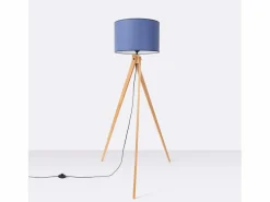 Lámpara de pie Natt moderno de tela/PVC/madera - 1 fuentes luminosas - L.77 x A.140 cm - marino/madera natural^Sollux Lighting Hot
