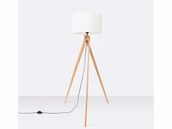 Sollux Lighting Lámpara de pie Natt moderno de tela/PVC/madera - 1 fuentes luminosas - L.77 x A.140 cm - madera blanca/natural Blanco Online