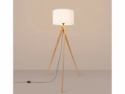 Sollux Lighting Lámpara de pie Natt moderno de tela/PVC/madera - 1 fuentes luminosas - L.77 x A.140 cm - madera blanca/natural Blanco Online