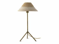 Lámpara de sobremesa con tulipa de fibra natural trenzada Marru00f3n