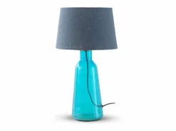 Lámpara de sobremesa cristal con tulipa de algodón Azul Hot