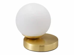 OZAIA Lámpara de sobremesa de latón cepillado, L.16 x Alt.15 cm, Dorado y blanco, SOFIA Blanco / Dorado Best
