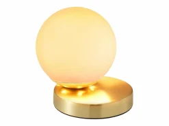 OZAIA Lámpara de sobremesa de latón cepillado, L.16 x Alt.15 cm, Dorado y blanco, SOFIA Blanco / Dorado Best