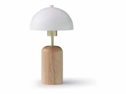 OZAIA Lámpara de sobremesa de madera y metal - D. 20 x Alt. 35,5 cm - Natural y blanco - TANTA Color natural claro / Blanco Sale