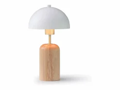 OZAIA Lámpara de sobremesa de madera y metal - D. 20 x Alt. 35,5 cm - Natural y blanco - TANTA Color natural claro / Blanco Sale