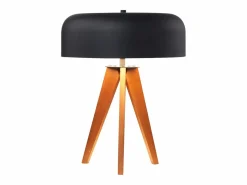 OZAIA Lámpara De Mesa|Lámpara de sobremesa madera y negro D.36 x Alt.45 cm - PAVICO