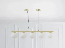 Lámpara de suspensión de latón dorado y blanca 5 globos - SOFIA^OZAIA Hot