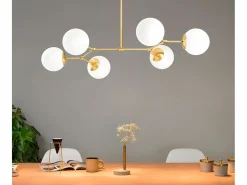 OZAIA Lámpara de techo de hierro - lámpara Ancho 100 x Alt. 52 cm - Color y blanco DAMAR Dorado Sale