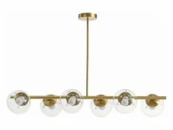 Lámpara de techo de latón pulido y 6 globos de cristal - Ancho 98 cm - YUKON^OZAIA Clearance