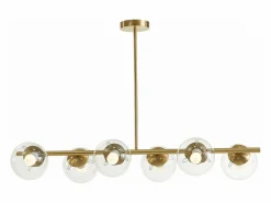Lámpara de techo de latón pulido y 6 globos de cristal - Ancho 98 cm - YUKON^OZAIA Clearance