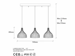 Concept-Usine Plafón|Lámpara de techo de metal MARIE - 3 luces, diseño moderno y minimalista