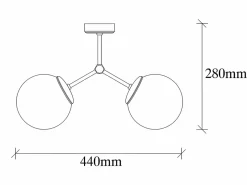 OZAIA Lámpara de techo de metal - lámpara Ancho 44 x Alt. 28 cm - y blanco DAMAR Negro Hot