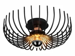Vente-unique Lámpara de techo de metal industrial - lámpara D. 36 x Alt. 12 cm - - ASPENDOS Negro Outlet