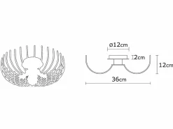 Vente-unique Lámpara de techo de metal industrial - lámpara D. 36 x Alt. 12 cm - - ASPENDOS Negro Outlet