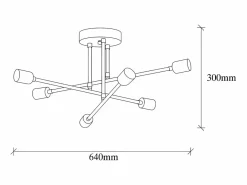 OZAIA Lámpara de techo de metal - lámpara Ancho 64 x Alt. 30 cm - - FLOWERA Negro Discount