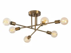OZAIA Lámpara de techo de metal - 3 brazos - Ancho 64 x Alt. 30 cm - - FLOWERA Dorado Discount