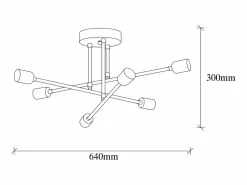 OZAIA Lámpara de techo de metal - 3 brazos - Ancho 64 x Alt. 30 cm - - FLOWERA Dorado Discount