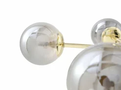 OZAIA Lámpara de techo de metal y vidrio ahumado brillante - 5 globos - D. 58,5 x Alt. 21 cm - Dorado - SOFIA Gris / Dorado New