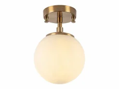 OZAIA Lámpara de techo de metal con globo - D.15 x Alt. 23 cm - y blanco - DAMAR Dorado Sale