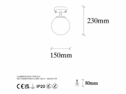OZAIA Lámpara de techo de metal con globo - D.15 x Alt. 23 cm - y blanco - DAMAR Dorado Sale