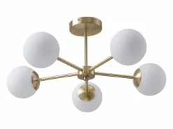 OZAIA Lámpara de techo en latón y blanco L.58.5 x Alt.21 cm- SOFIA Dorado Clearance