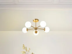 OZAIA Lámpara de techo en latón y blanco L.58.5 x Alt.21 cm- SOFIA Dorado Clearance