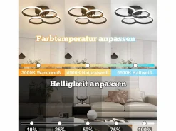 Lámpara de techo LED , 4 anillos, regulable, color , 48 W, para salón^NETTLIFE Hot