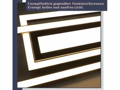 NETTLIFE Lámpara de techo LED , negra, moderna, geométrica, regulable, con control remoto. Negro New