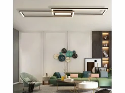 NETTLIFE Lámpara de techo LED , negra, moderna, geométrica, regulable, con control remoto. Negro New